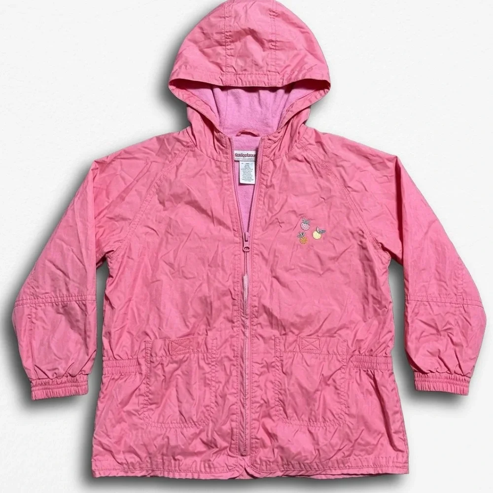 VTG Gymboree Girls Pink Hooded Windbreaker Jacket XXL 100% Nylon Cotton Lining